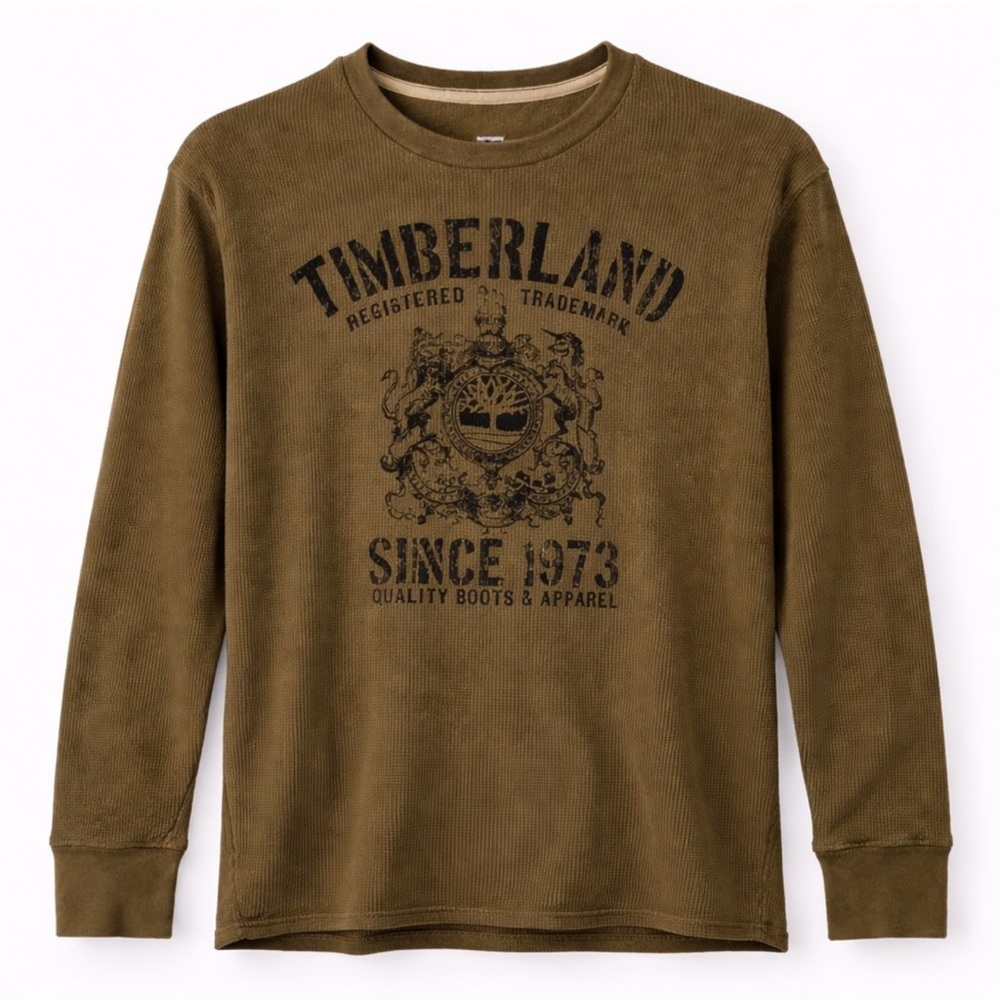 Timberland Waffle Knit Long Sleeve Graphic Shirt Olive XL